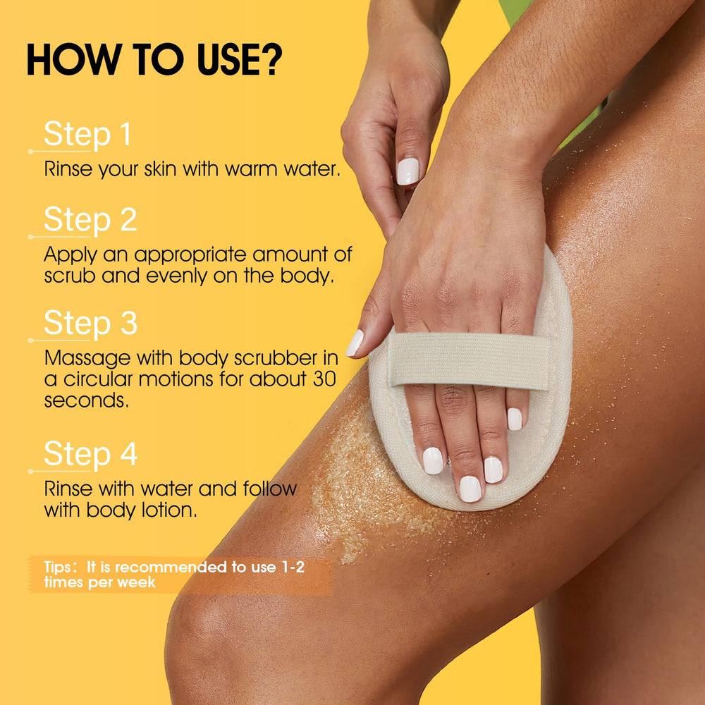 VOERUY Turmeric Body Scrub application on arm demonstrates even coverage