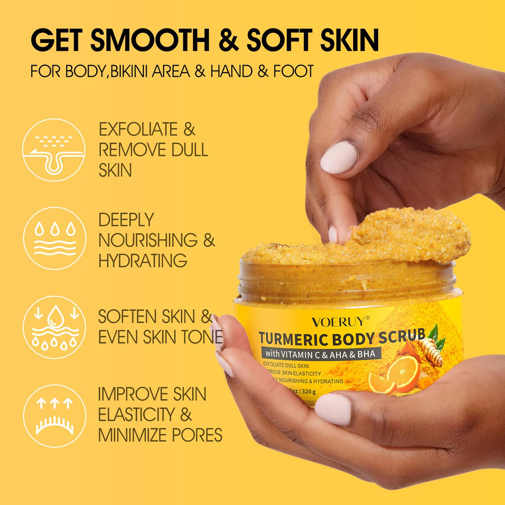VOERUY Turmeric Body Scrub ingredients sea salt highlight mineral-rich exfoliation