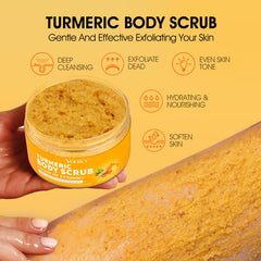 VOERUY Turmeric Exfoliating Scrub ingredients bowl with nourishing oils