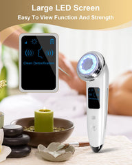 VOFEL Face Massager green light lift close-up emphasizes firming the complexion.