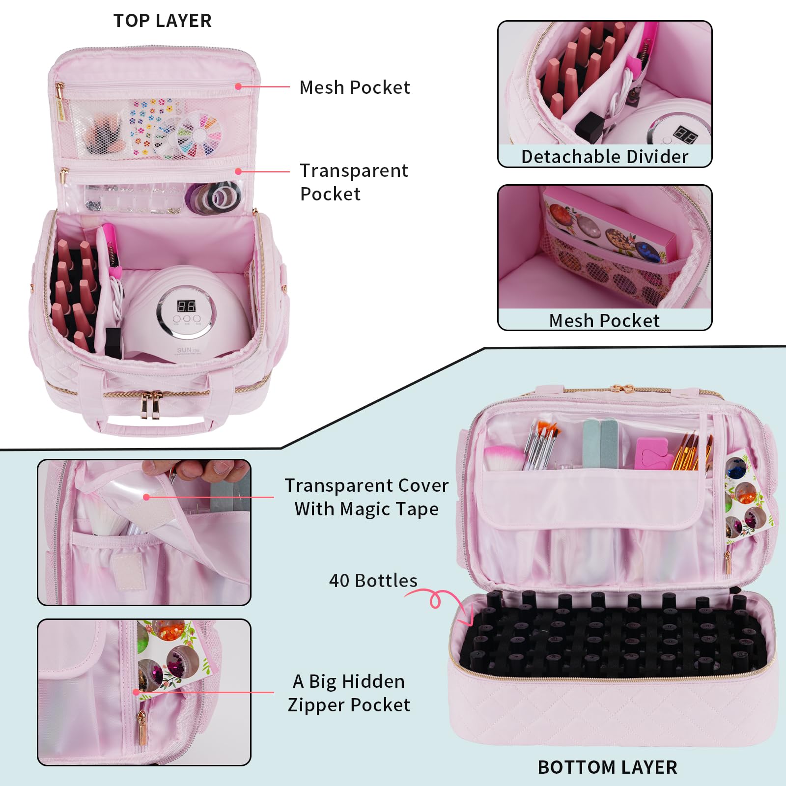 VOFIpremiAm bottom pouches provide space for 40 bottles.