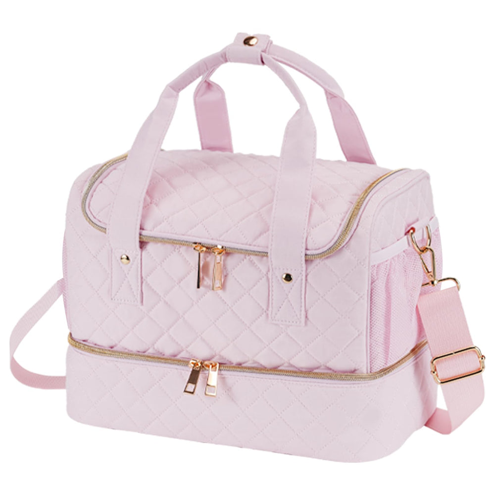 VOFIpremiAm nail organizer case front view in pale pink for stylish, portable storage.