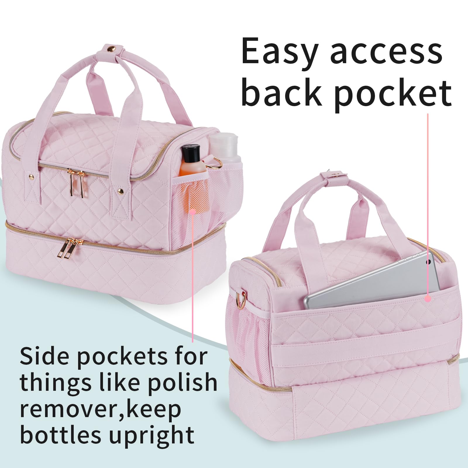 VOFIpremiAm nail organizer case side pockets for polish remover and accessories.