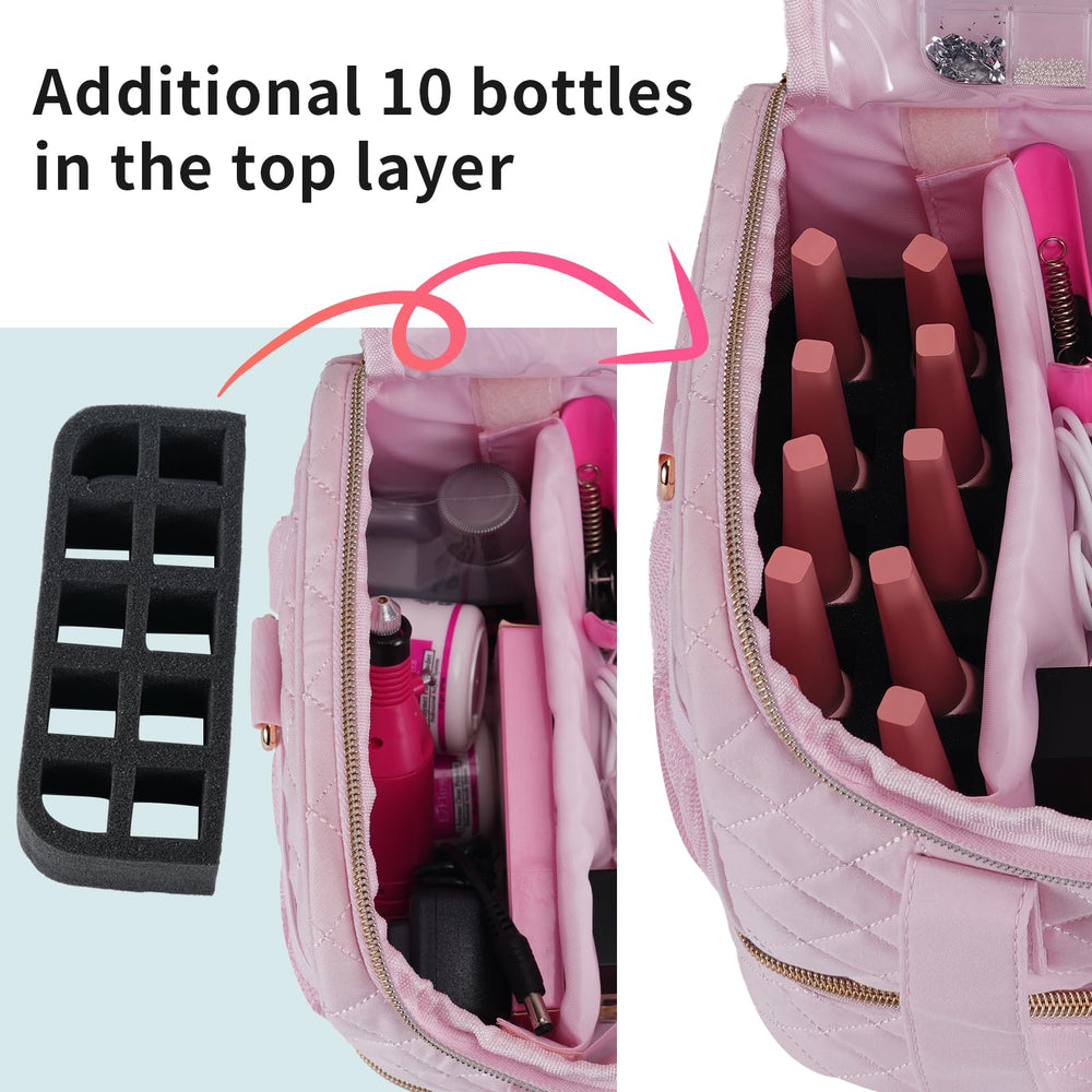 VOFIpremiAm organizer case top compartment fits nail lamp and tools.
