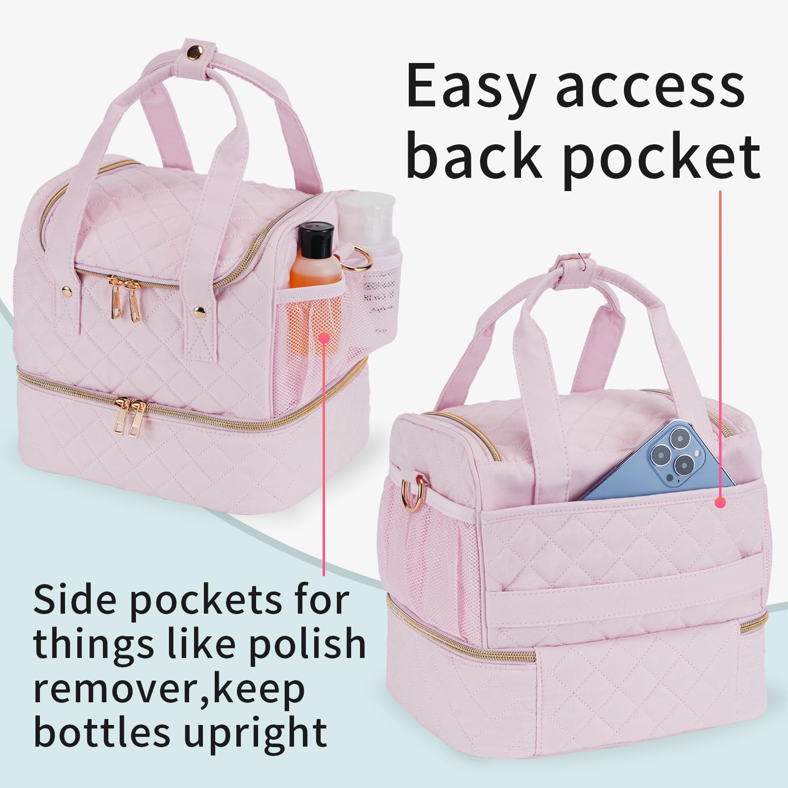 VOFIpremiAm organizer bottom layer with 30 removable polish dividers stores bottles, files, and brushes securely.
