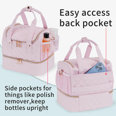 VOFIpremiAm organizer bottom layer with 30 removable polish dividers stores bottles, files, and brushes securely.