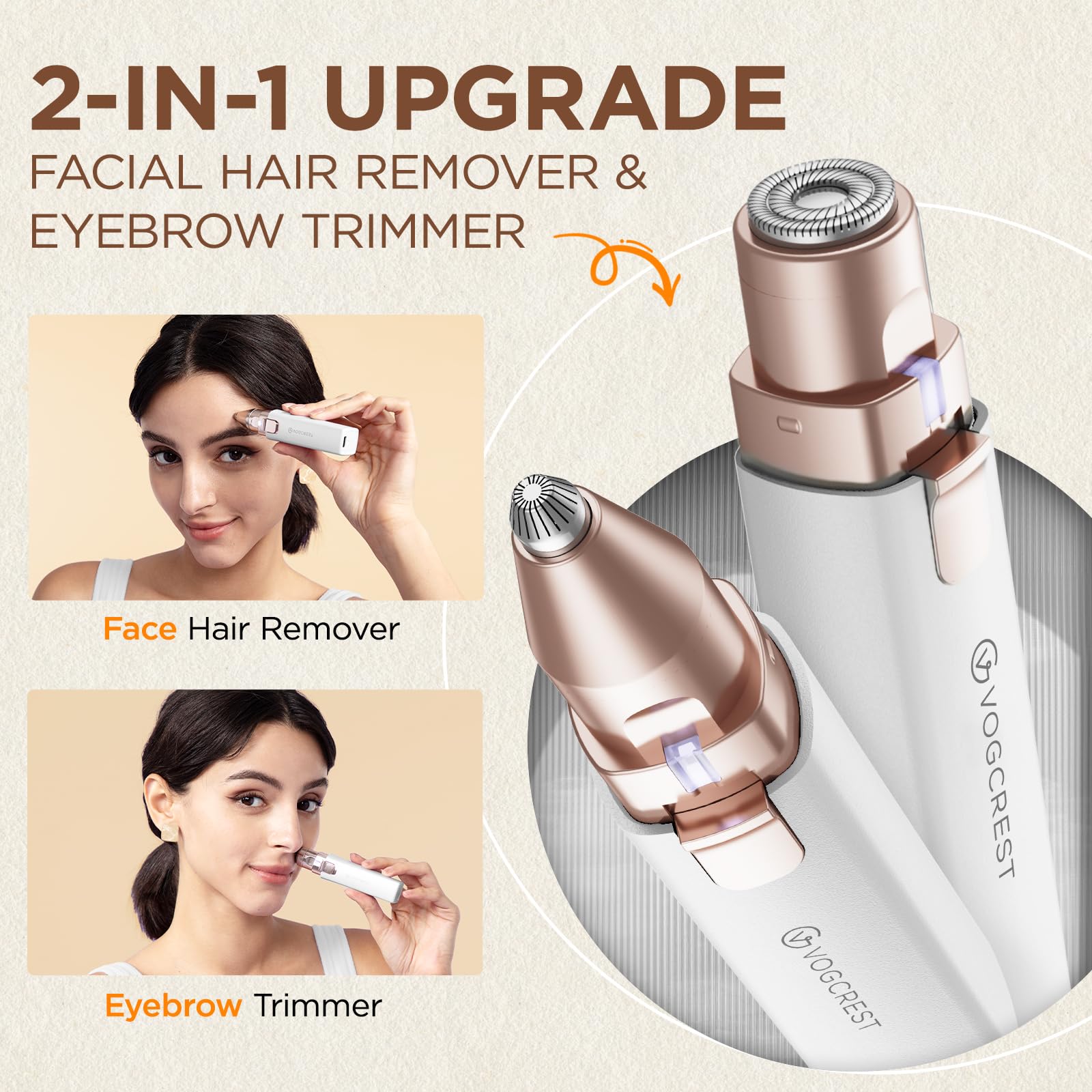 VG VOGCREST 2-in-1 eyebrow trimmer close-up for precise brow shaping