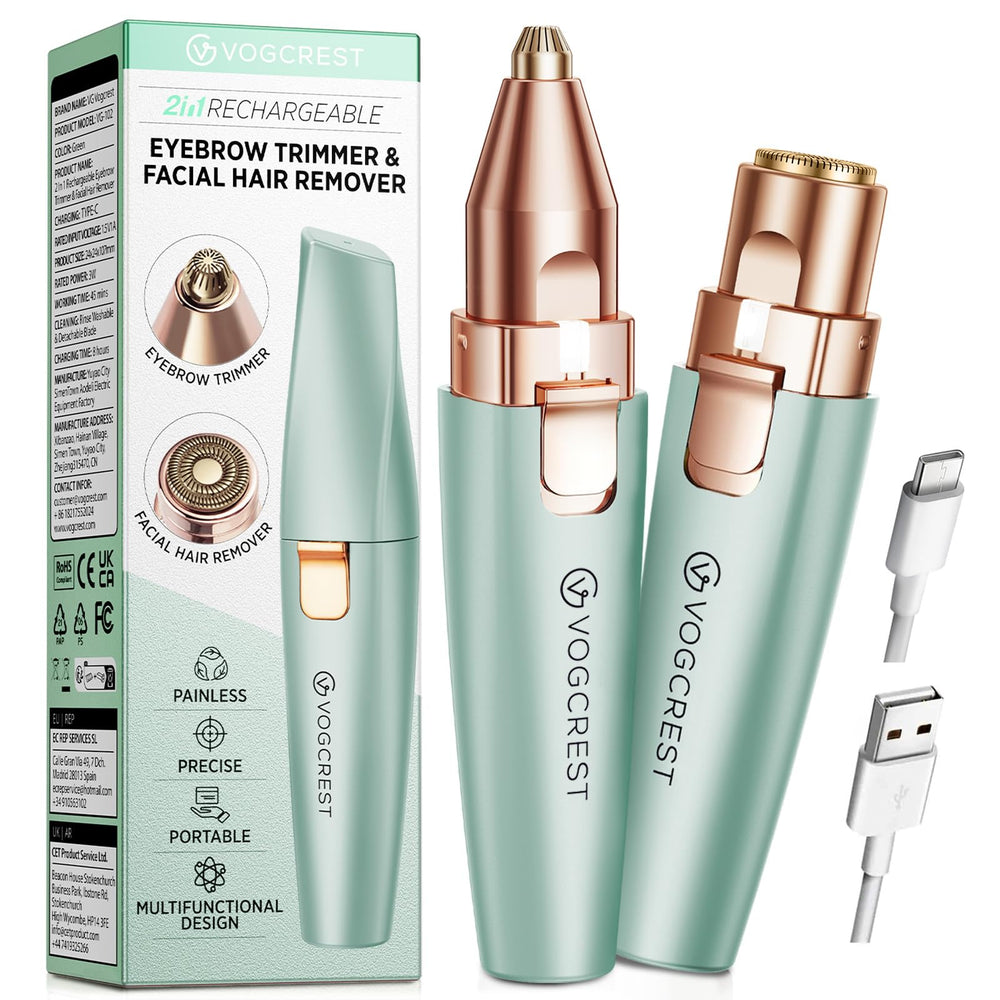 VG VOGCREST eyebrow trimmer pastel-green front view for precise grooming on the go.