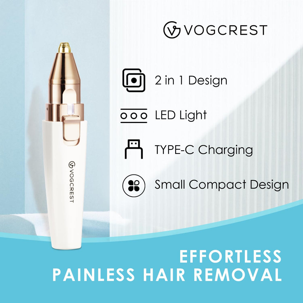 VG VOGCREST mini electric facial shaver fits in purse for travel touch-ups.