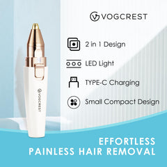 VG VOGCREST mini electric facial shaver fits in purse for travel touch-ups.