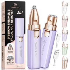 VG VOGCREST purple rechargeable facial hair remover front view for quick at-home trimming.