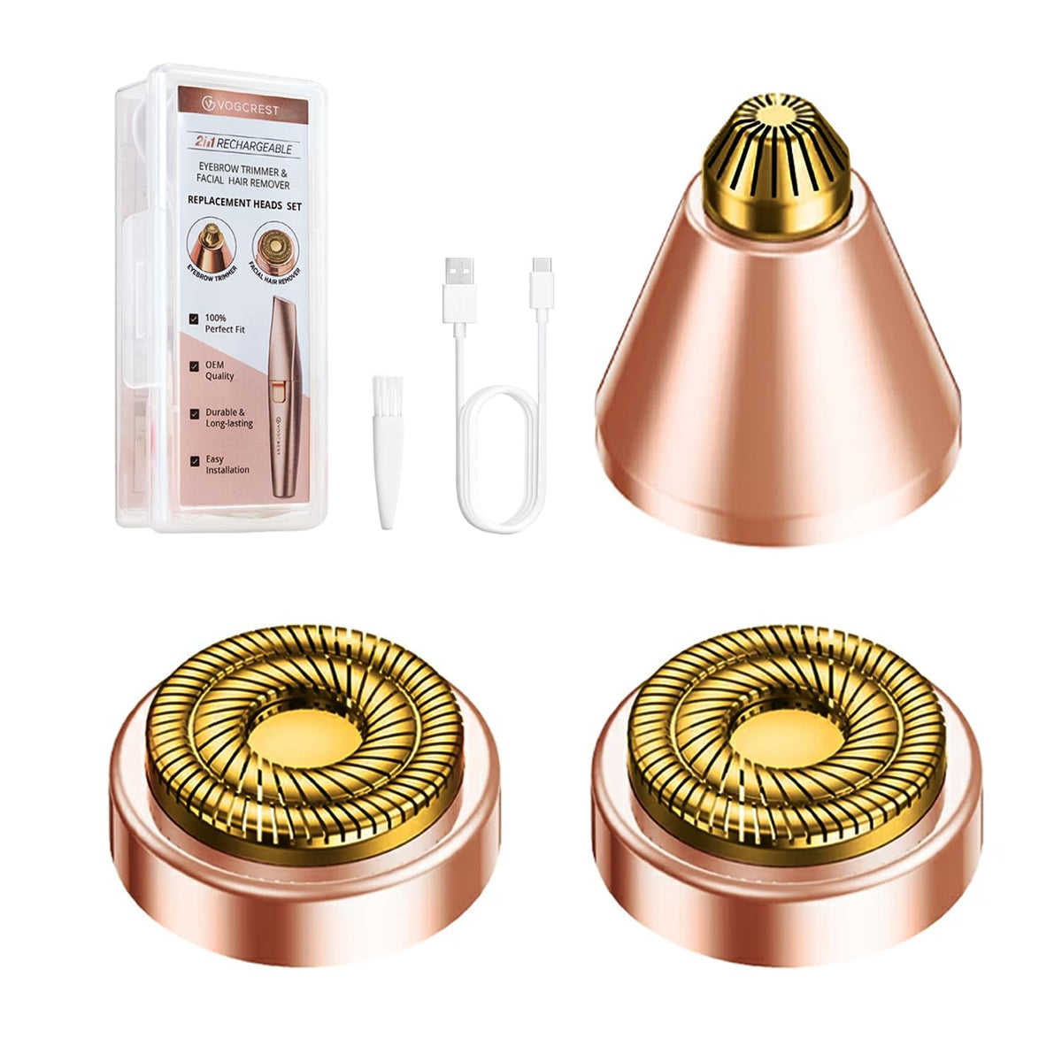 vogcrest replacement head vg-102 with titanium-plated double-ring design enables smoother trimming.