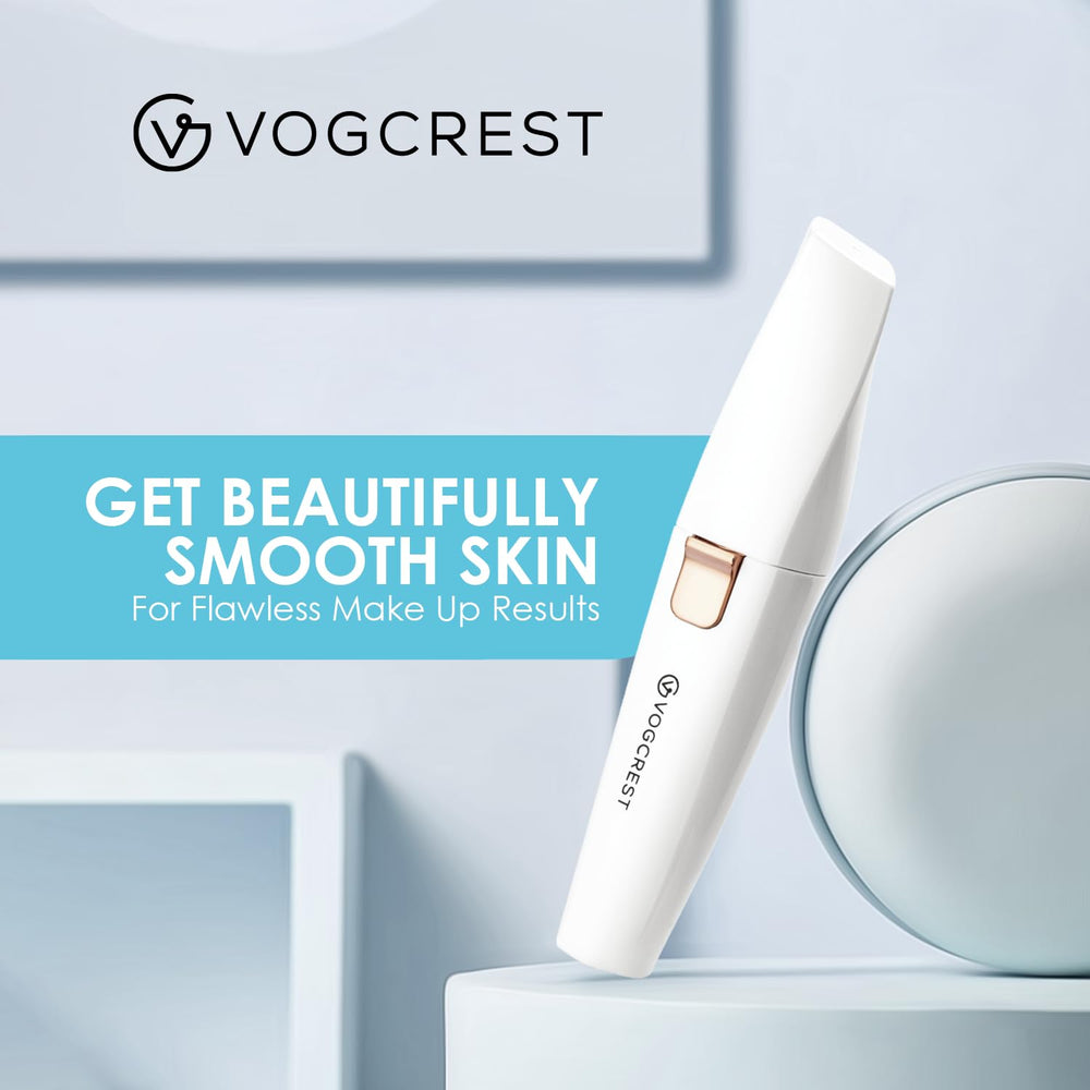 VG VOGCREST smooth-skin results after gentle passes on eyebrows and upper lip.