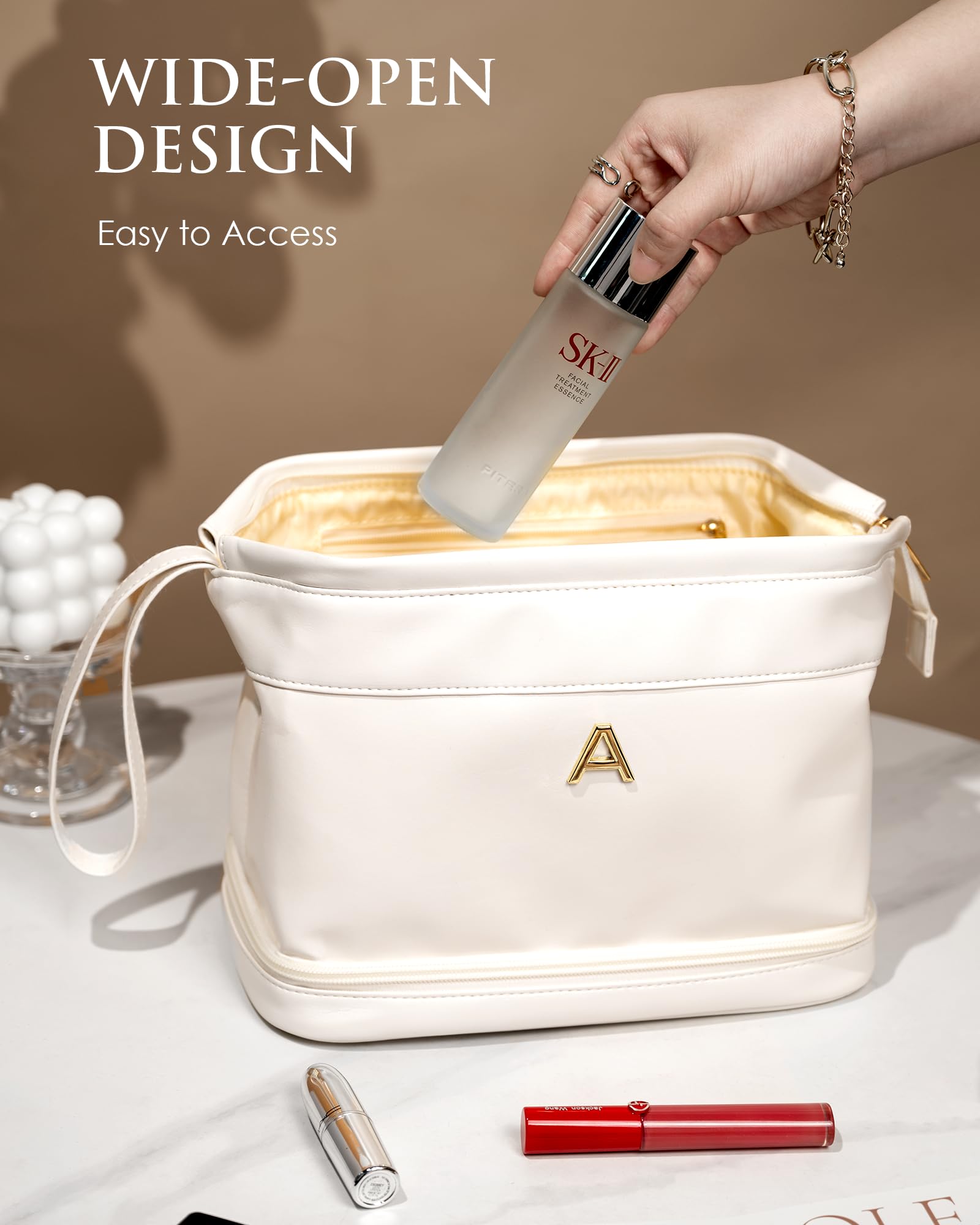 Vogewood waterproof soft leather travel bag protects contents from splashes on trips.