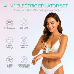 VOGOE Epilator 21-tweezers precision for fine hair capture.