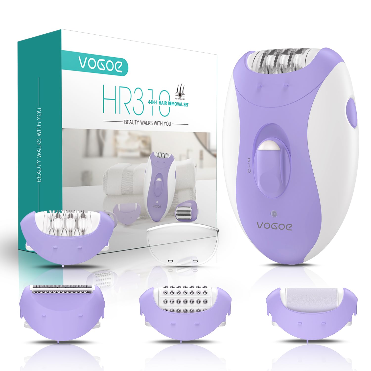 VOGOE Epilator on charging dock ready for cordless travel use