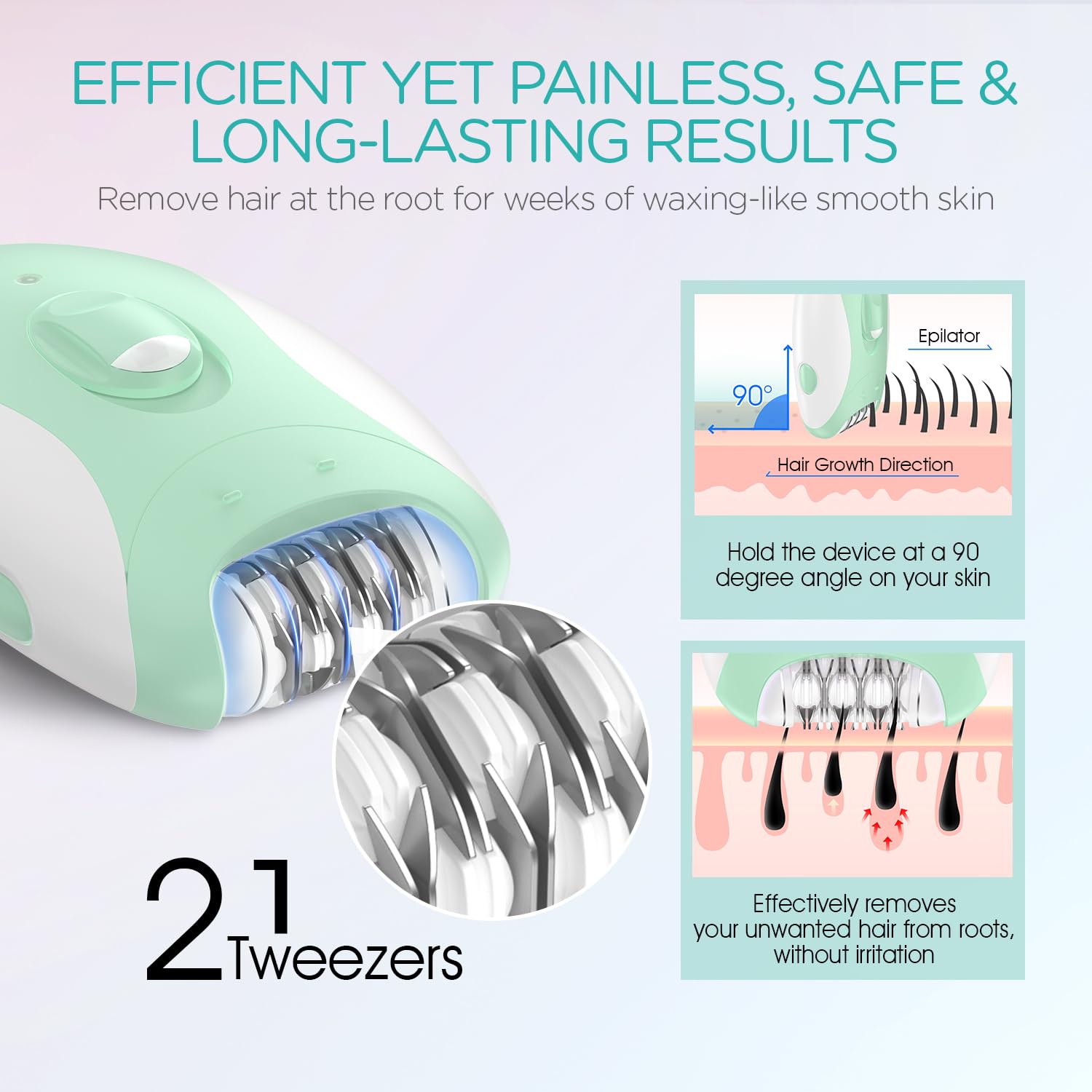 VOGOE Epilator two-speeds for customization and comfort.