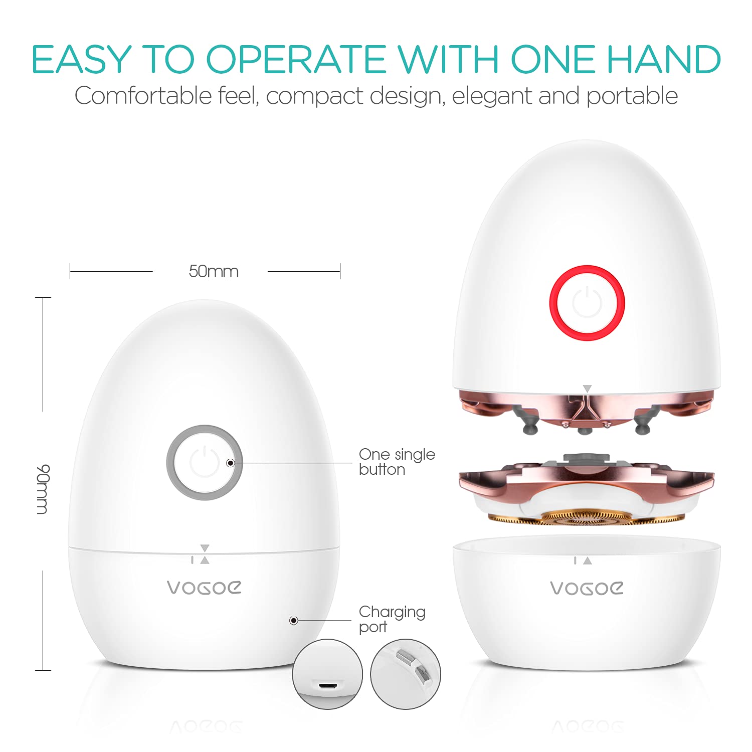 VOGOE ES300 lightweight 145g egg-shaped design fits hand.
