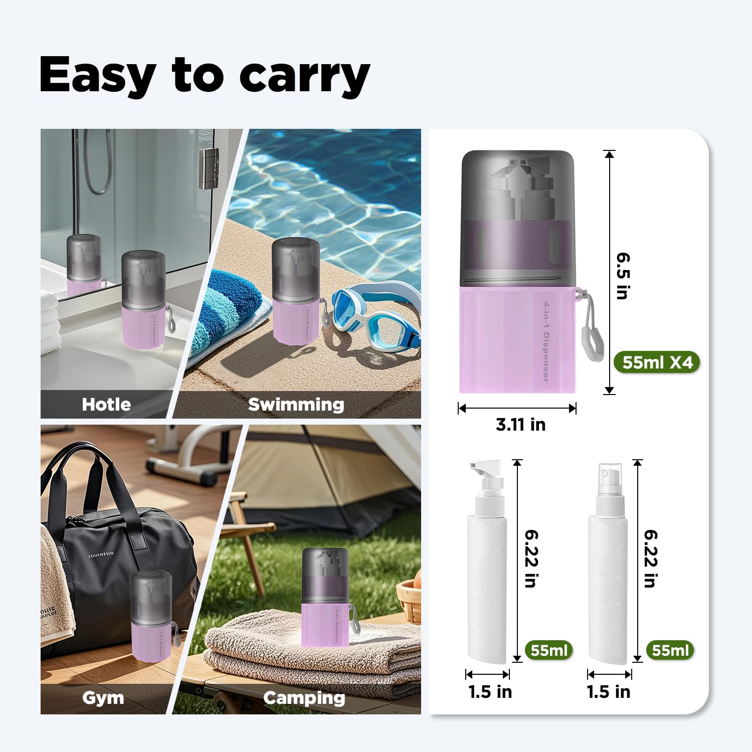 VOGOGE multi-compartment organizer fits travel essentials like toothbrushes and toothpaste.