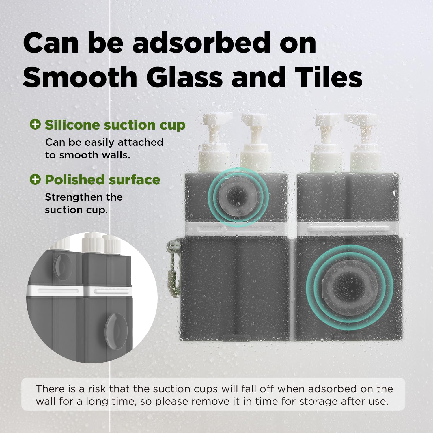 VOGOGE gray silicone storage box with suction cup keeps bottles stable on surfaces