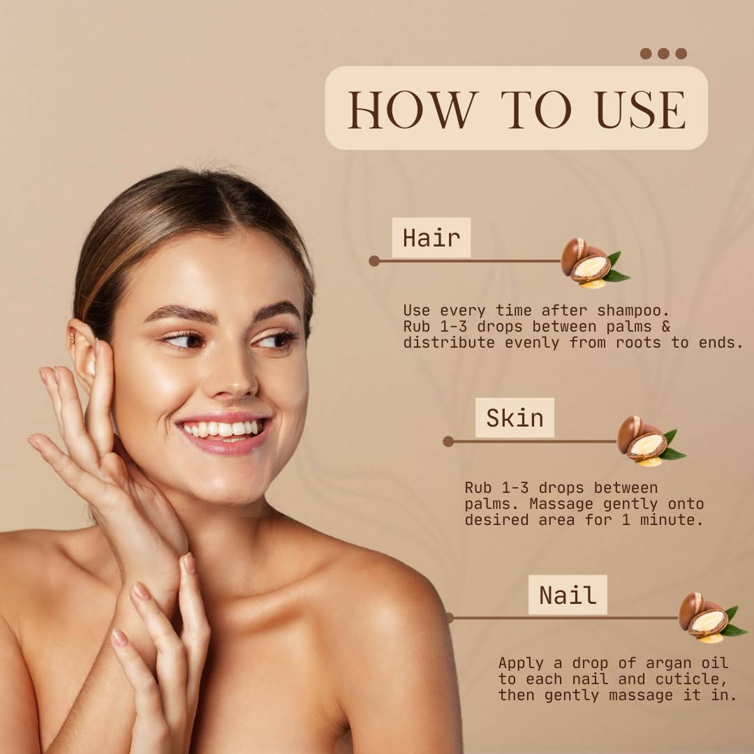 VoilaVe Argan Oil on hair provides softness and manageable shine