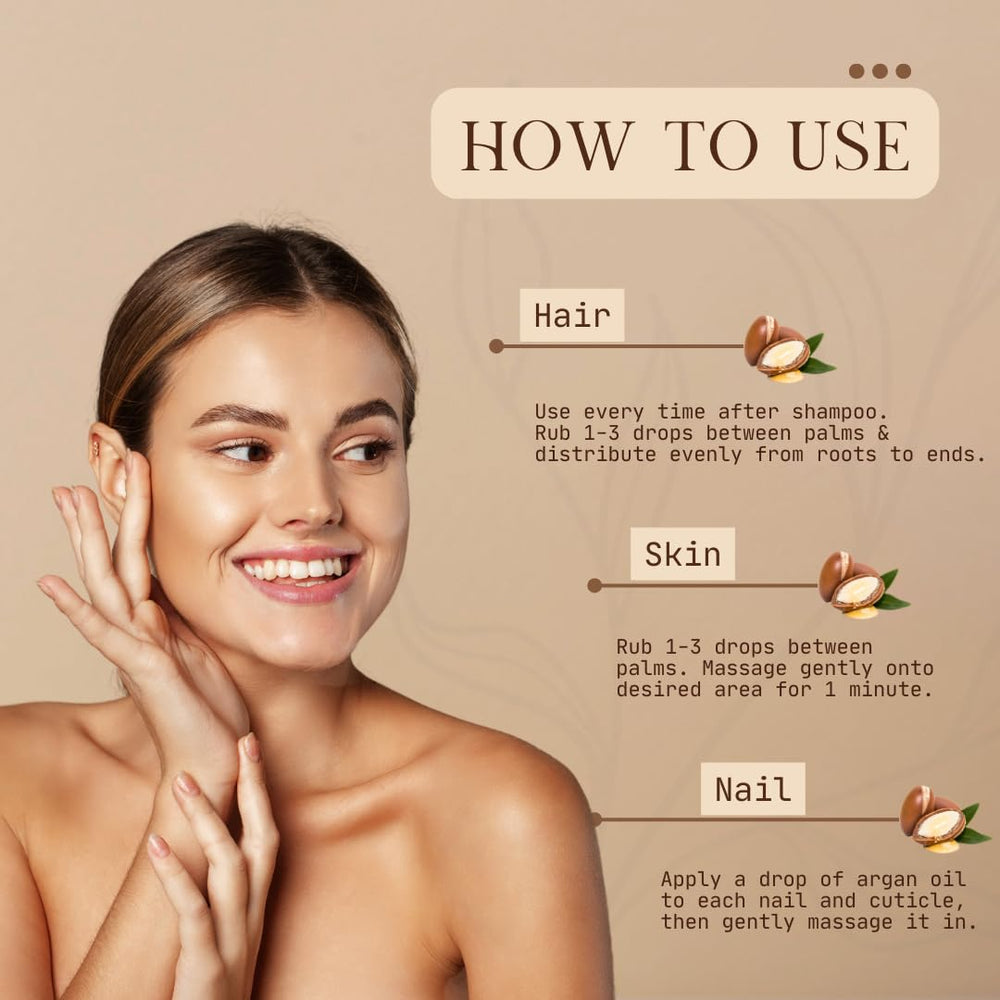 VoilaVe Argan Oil on hair provides softness and manageable shine