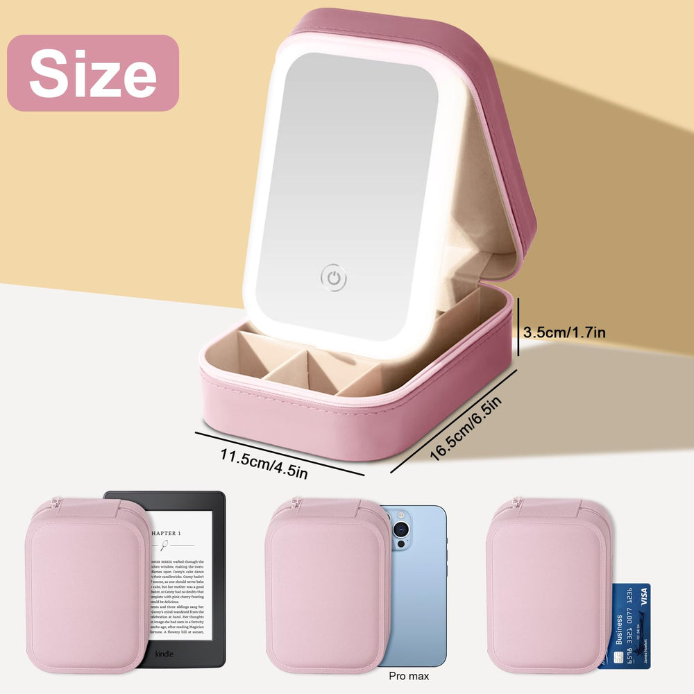 Voioe adjustable-light LED mirror offers warm, natural, and cool settings for precise on-the-go makeup.