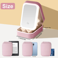 Voioe adjustable-light LED mirror offers warm, natural, and cool settings for precise on-the-go makeup.