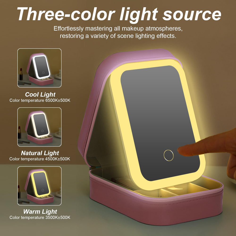 Voioe dust-proof PU leather makeup case protects cosmetics and jewelry during travel.