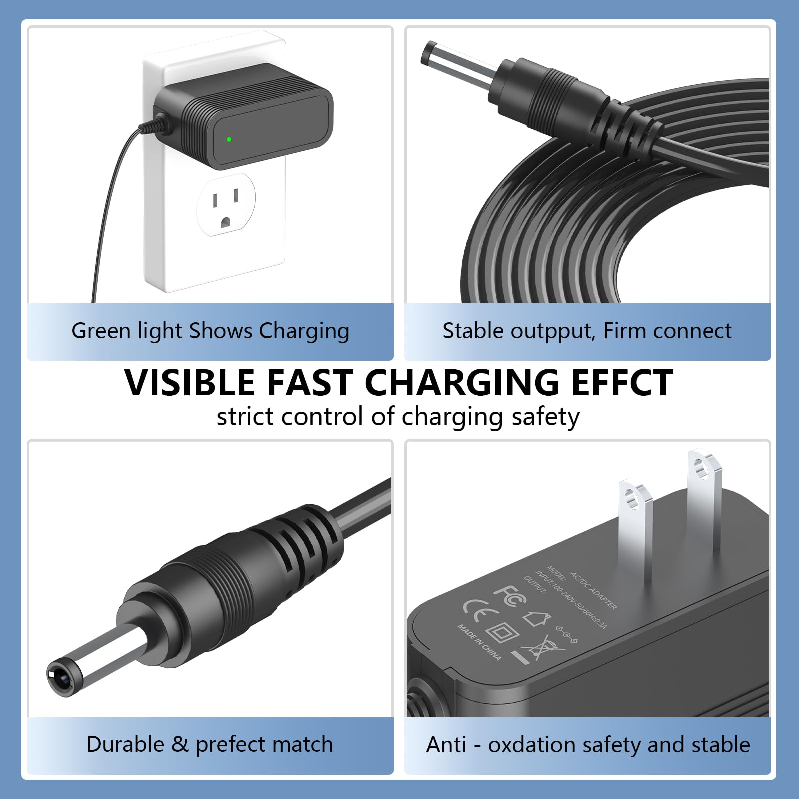 VOJSALDR Remington charger long cord supports flexible use on counter or bed