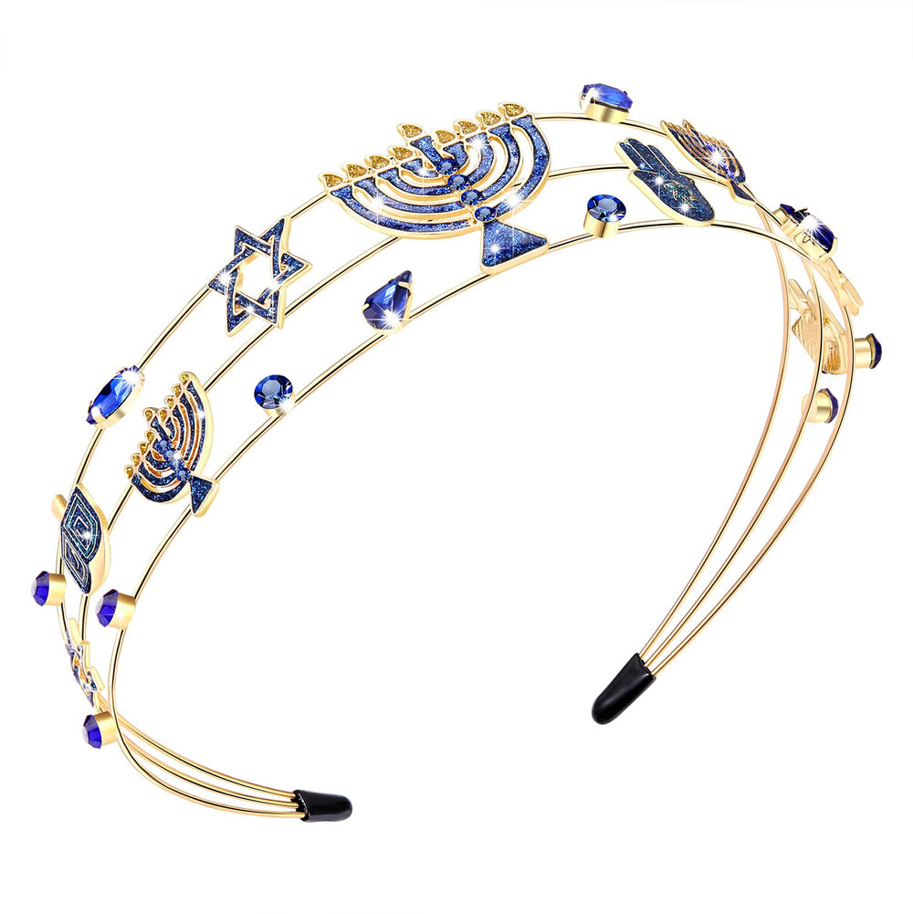 Vokone Hanukkah headband with glitter blue dreidl star for festive sparkle.