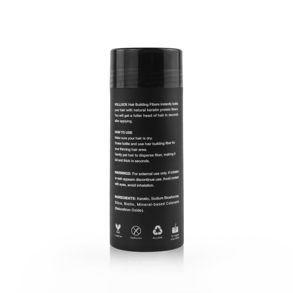 VOLLUCK Hair Fibers scalp integration highlights seamless, natural coverage across styles.