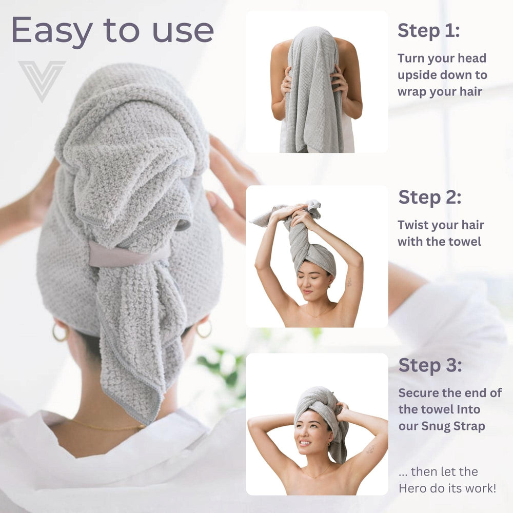 VOLO Hero Cloud Pink towel in spa-like post-shower setup.