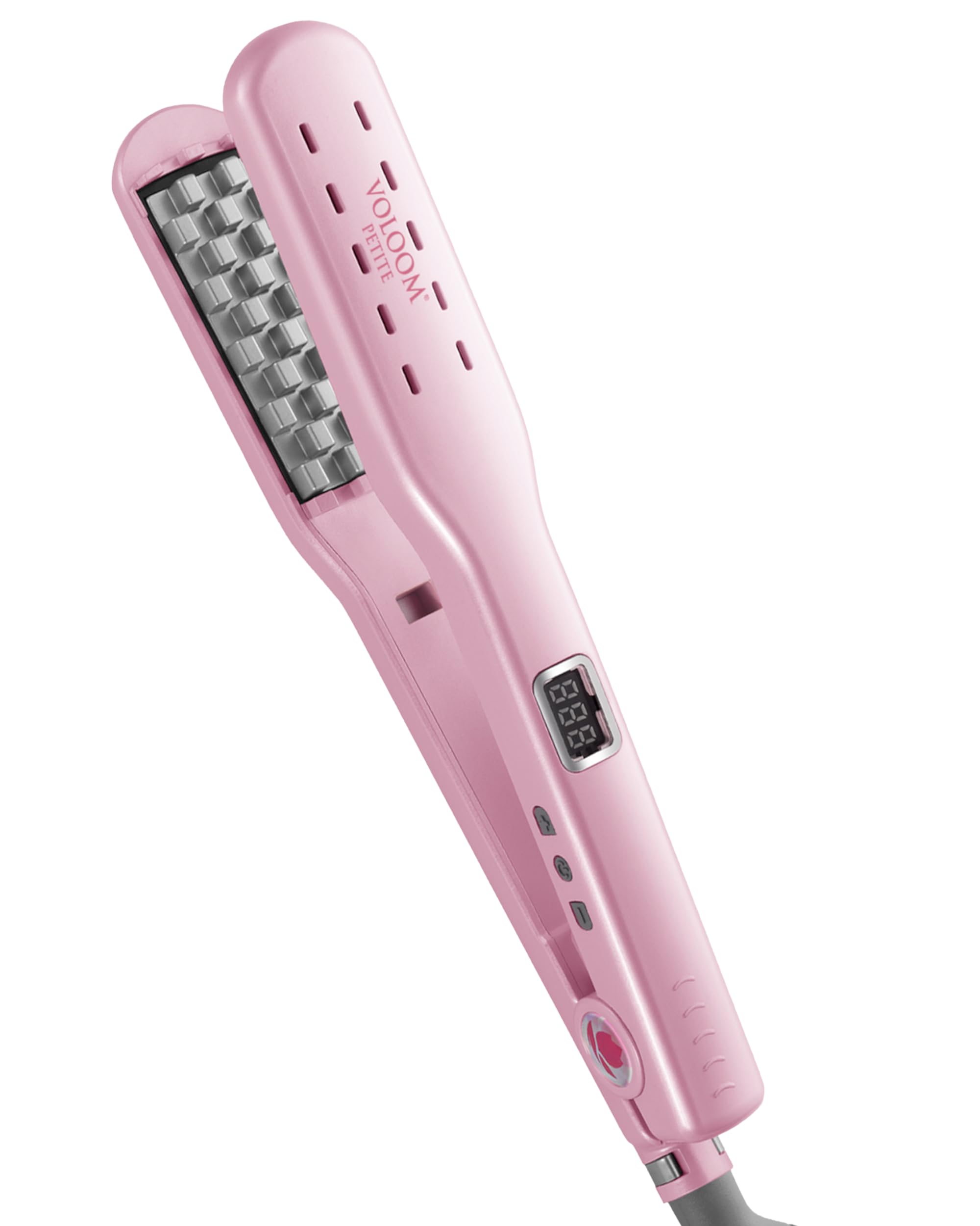 VOLOOM Petite 1in iron closeup shows ceramic plates for quick volumizing lift