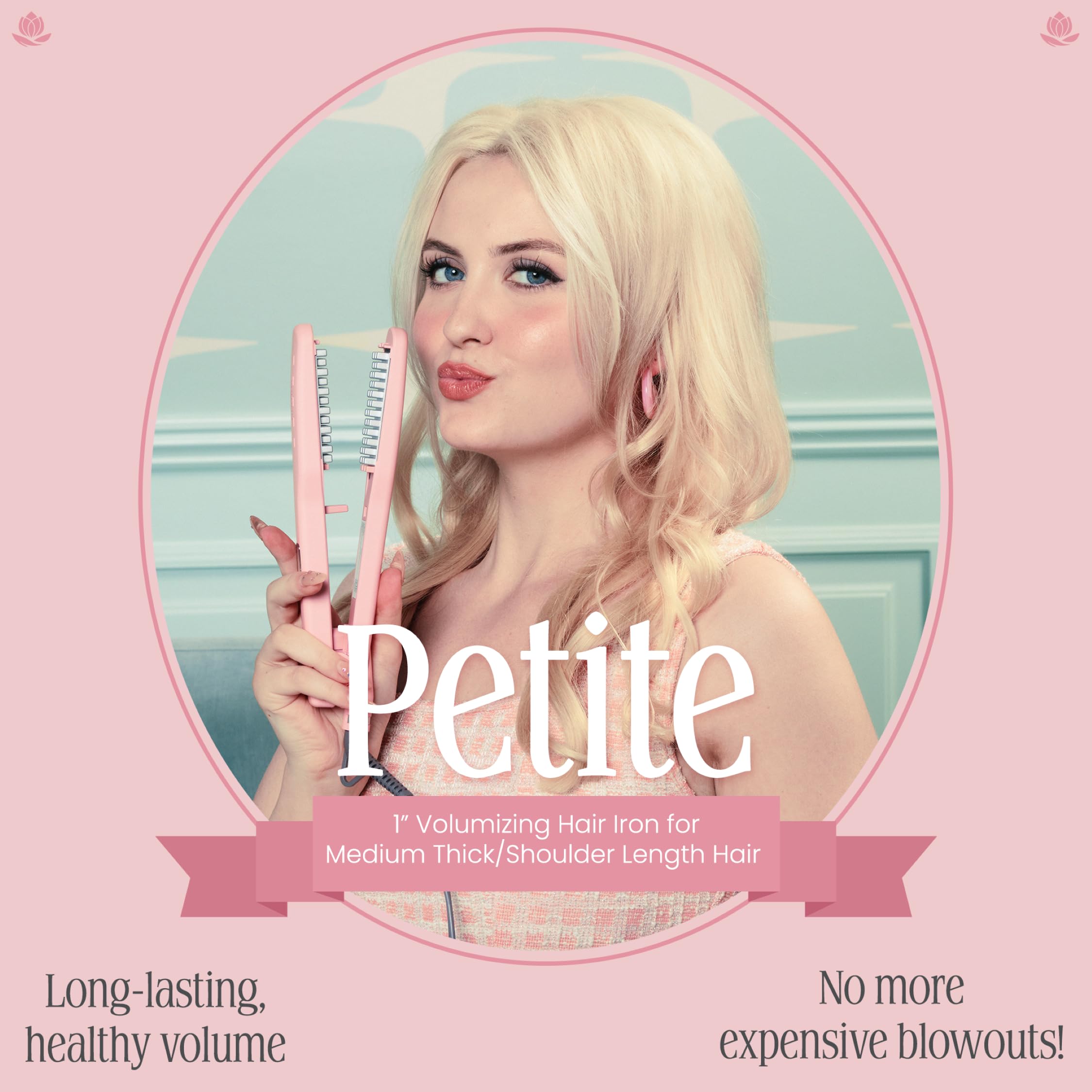VOLOOM Petite checkerboard plates create volume pockets for fuller-looking hair
