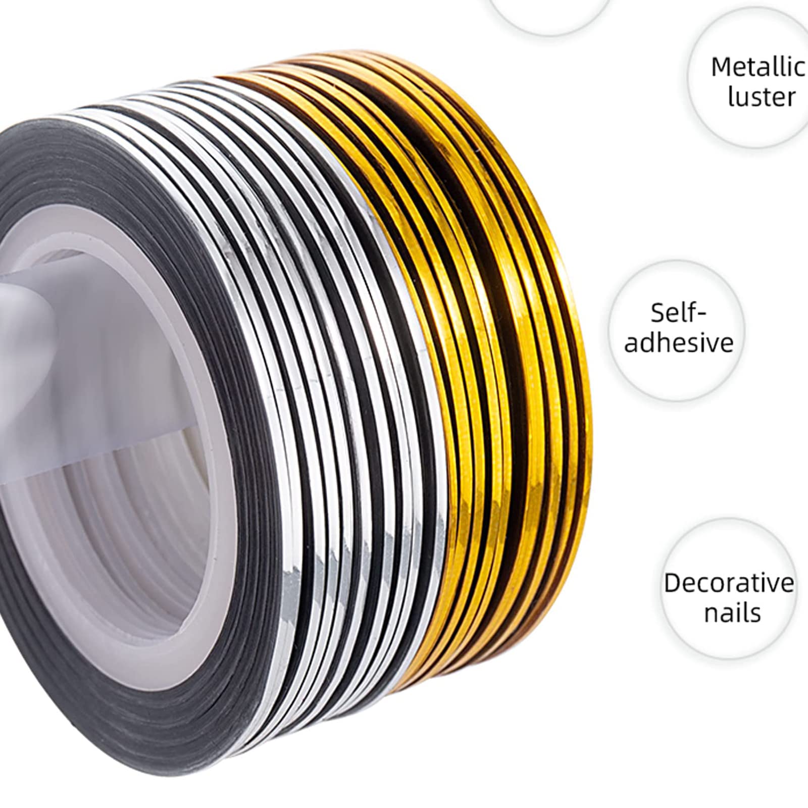 Vonrui nail tape gold striping closeup shows shimmering accent options.