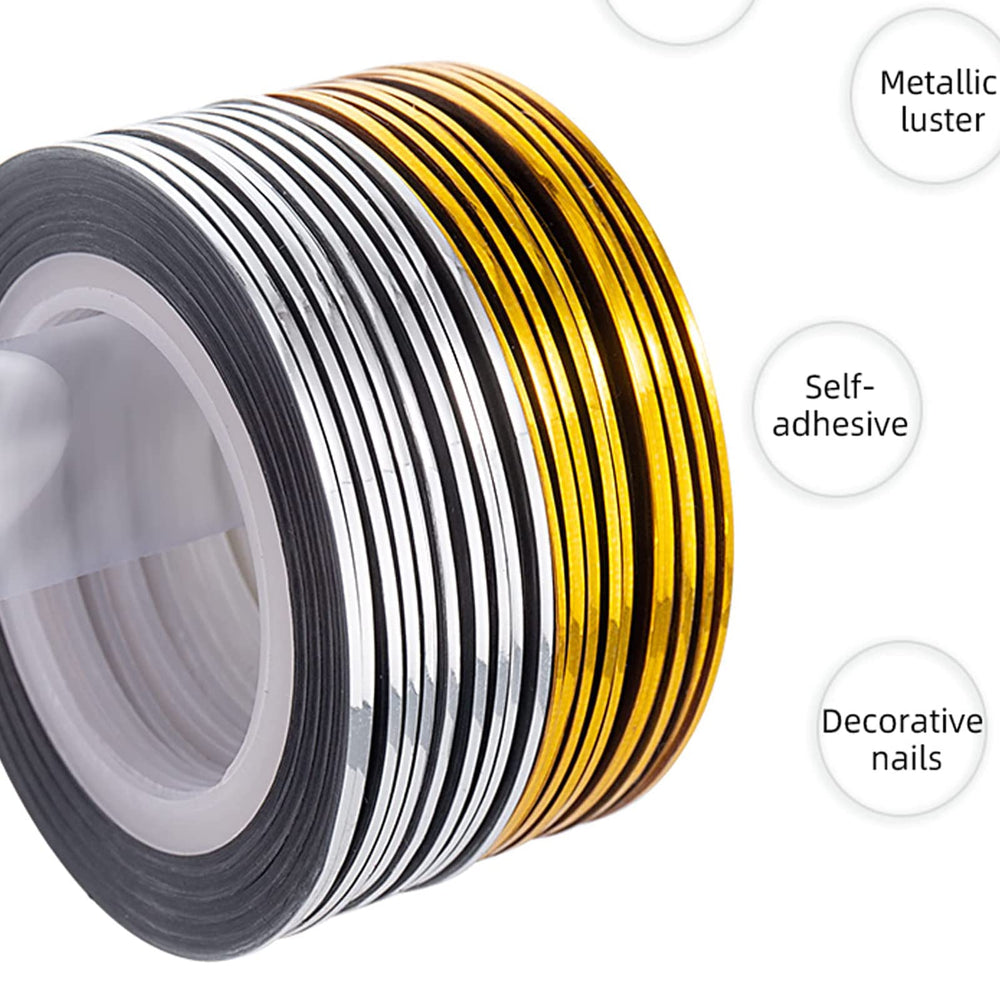 Vonrui nail tape gold striping closeup shows shimmering accent options.