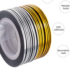 Vonrui nail tape gold striping closeup shows shimmering accent options.