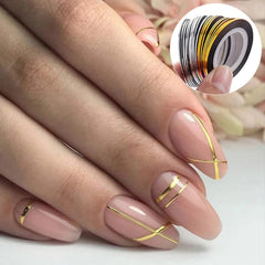 Vonrui nail tape silver striping closeup enables precise DIY nail art.