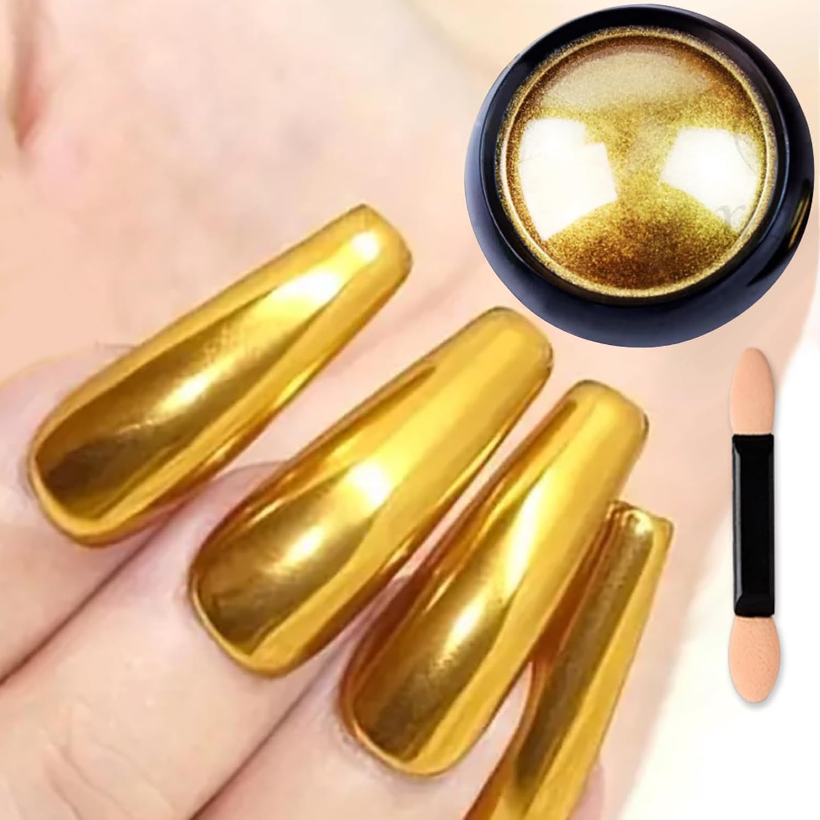 Vonrui sugar-effect nail powder on swatch showing shimmering finish for DIY nail art.