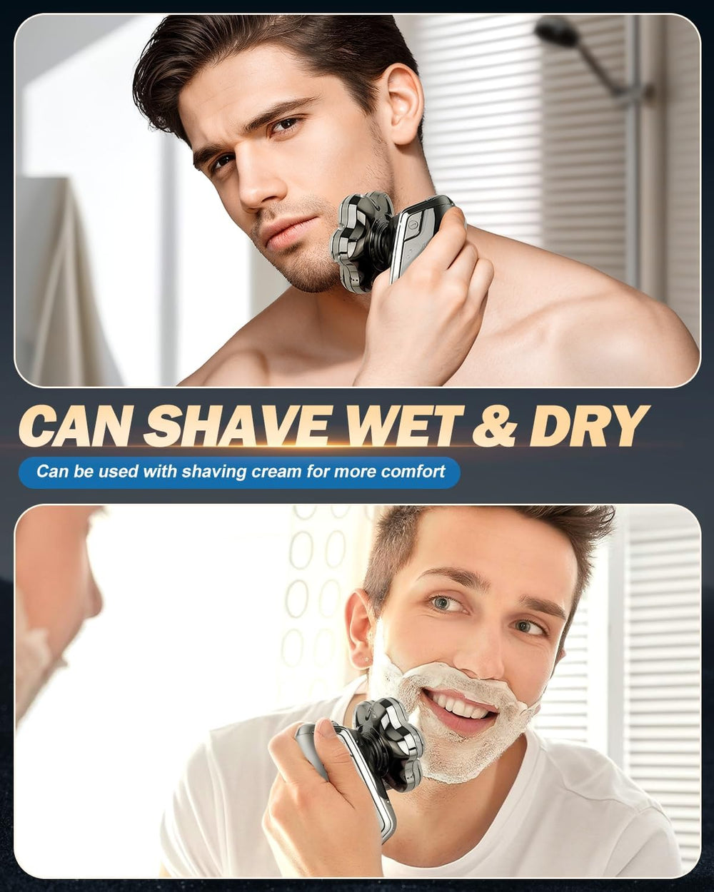 Voph head shaver waterproof for foam or gel, easy rinse after a shave.