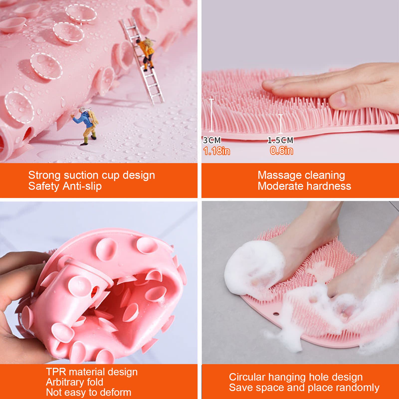 VOPHIA foot scrubber on floor exfoliates soles with soft silicone bristles