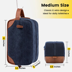 Vorspack canvas water-resistant material protects toiletries during trips.
