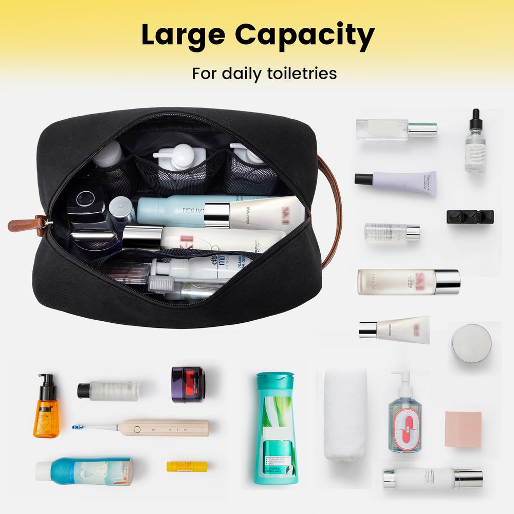 Vorspack Large Travel Toiletry Bag interior with mesh pockets and zipper compartment.