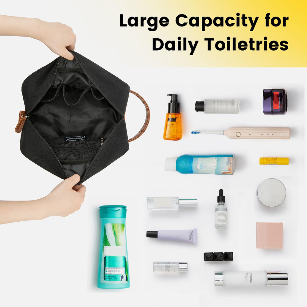 Vorspack travel toiletry bag black canvas closeup shows sturdy material