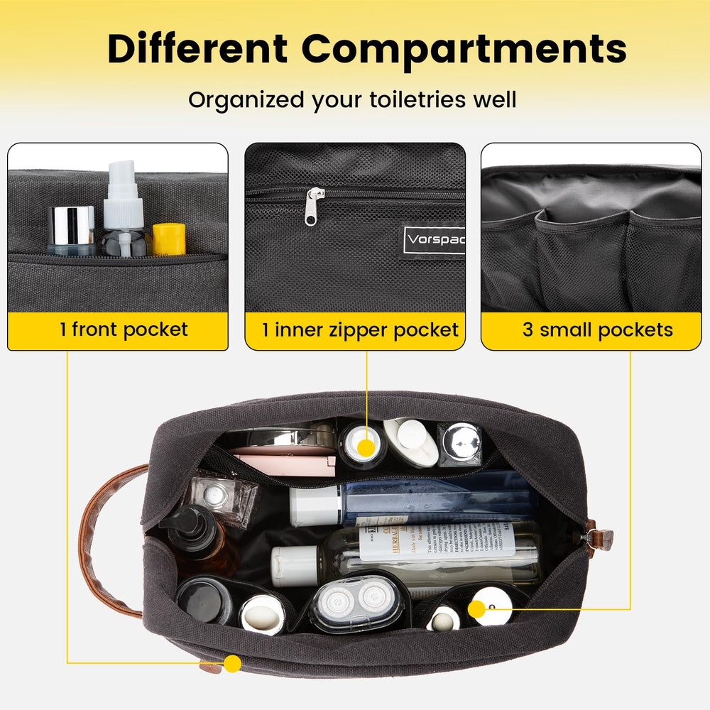 Vorspack front zipper pocket detail for quick access to toiletries