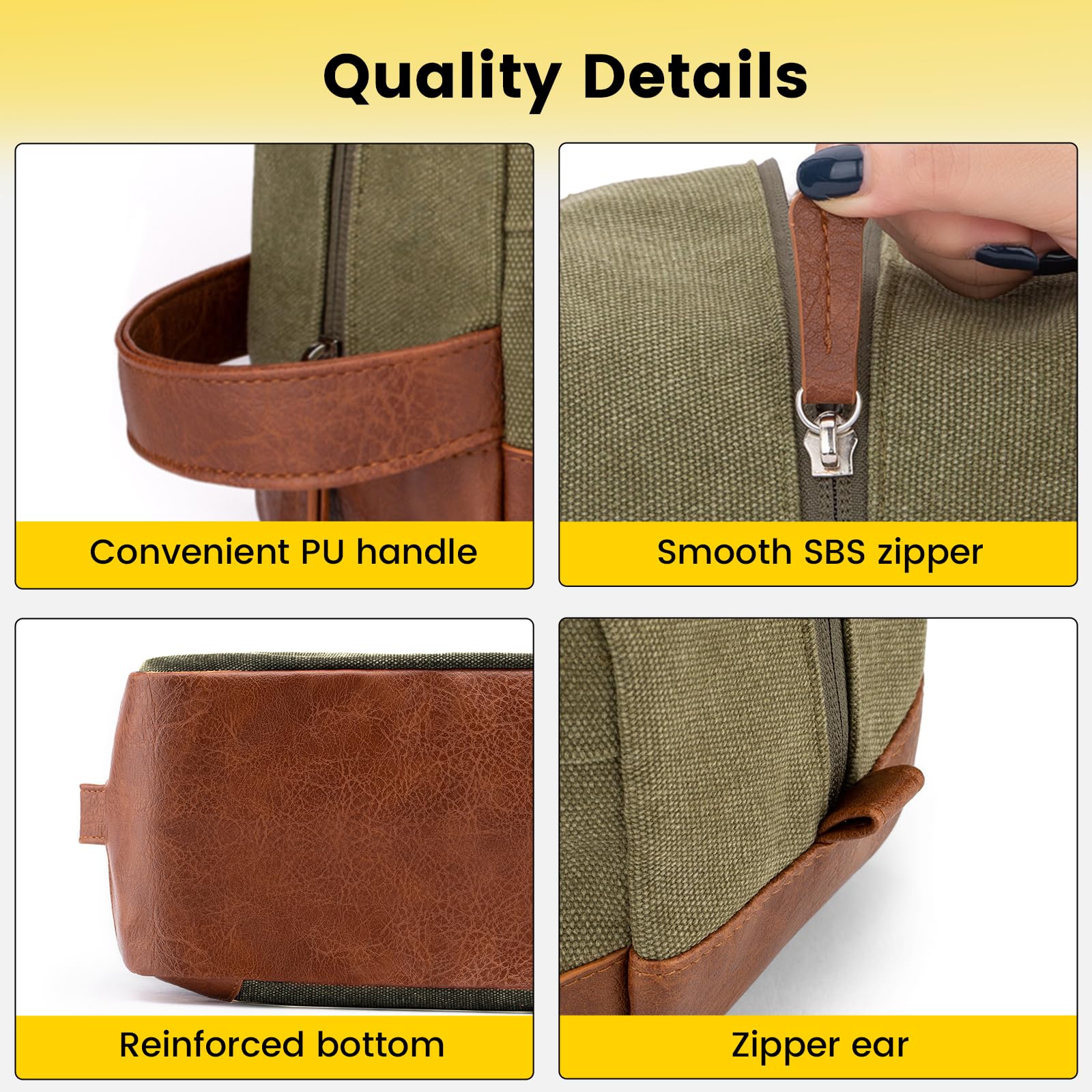 Vorspack travel toiletry bag green color adds stylish travel-ready appeal.