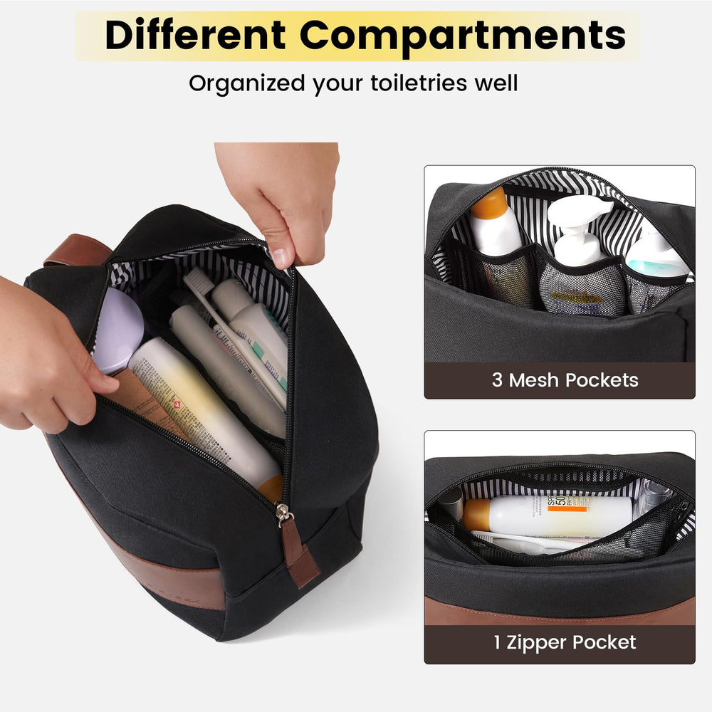 Vorspack travel toiletry bag large water-resistant material protects contents during travel.