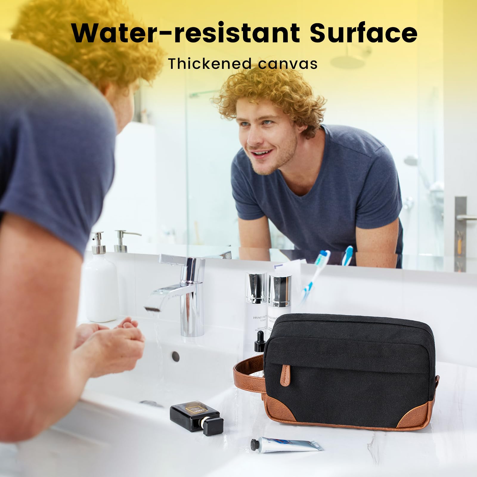 Vorspack travel toiletry bag leather-reinforced bottom adds durability