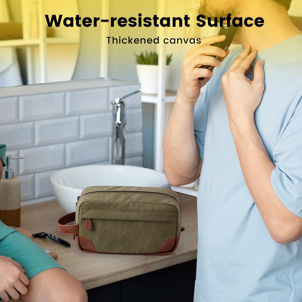 Vorspack travel toiletry bag main compartment accommodates toiletries, shavers, and bottles.
